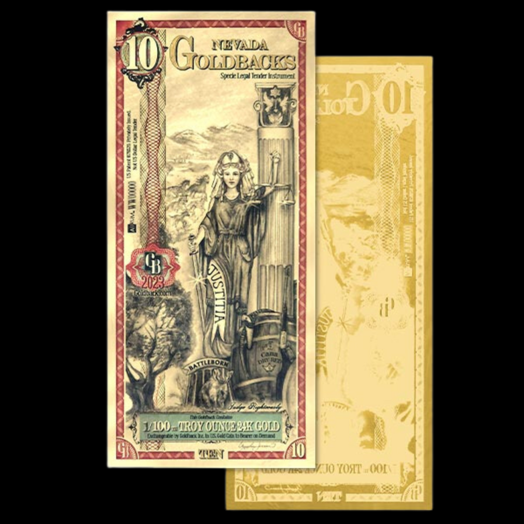 10 Nevada Goldback Note - Justitia