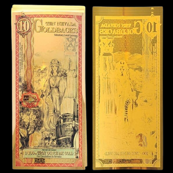 10 Nevada Goldback Note - Justitia