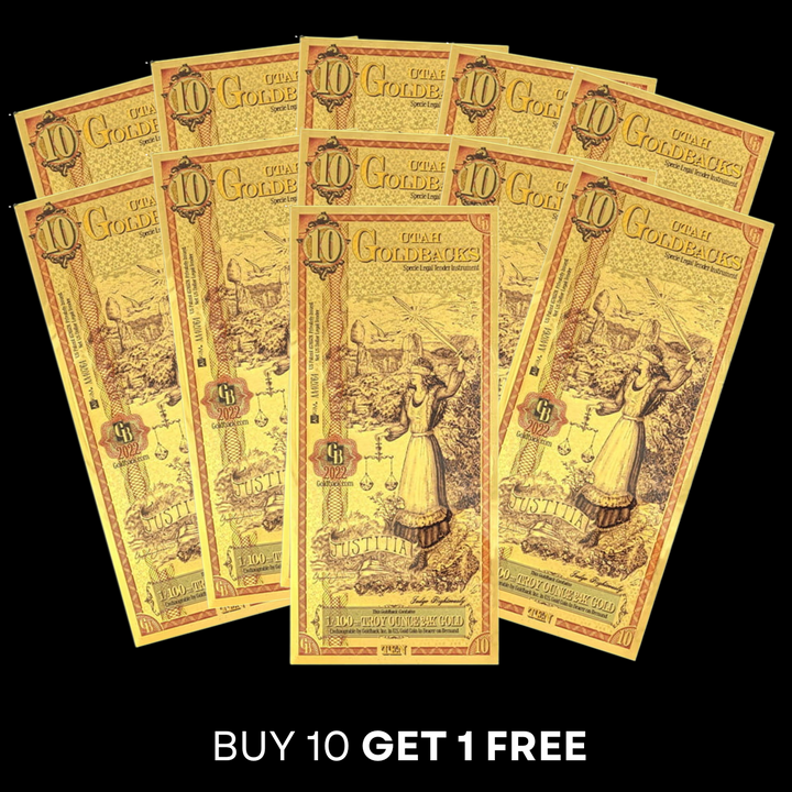 10 Utah Goldback Note - Justitia
