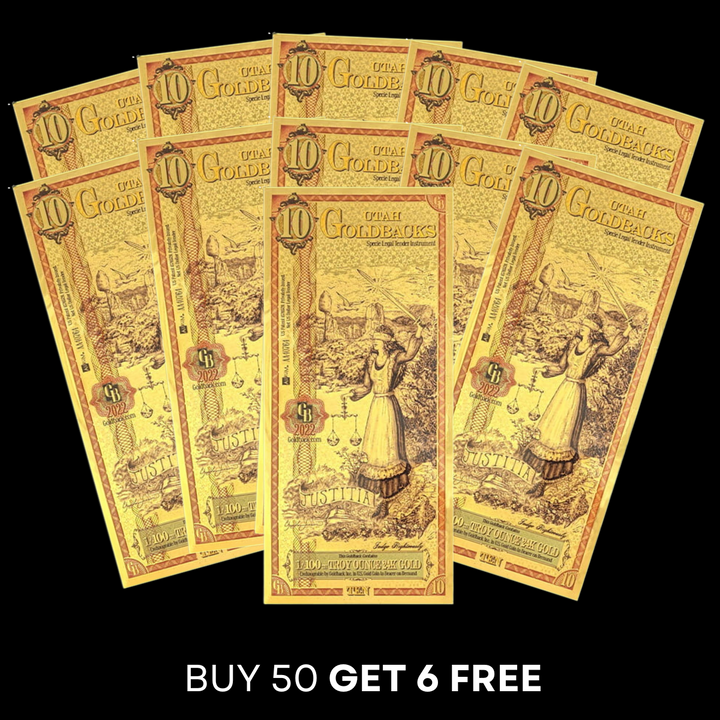 10 Utah Goldback Note - Justitia
