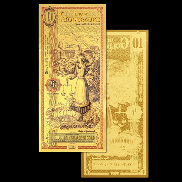 10 Utah Goldback Note - Justitia