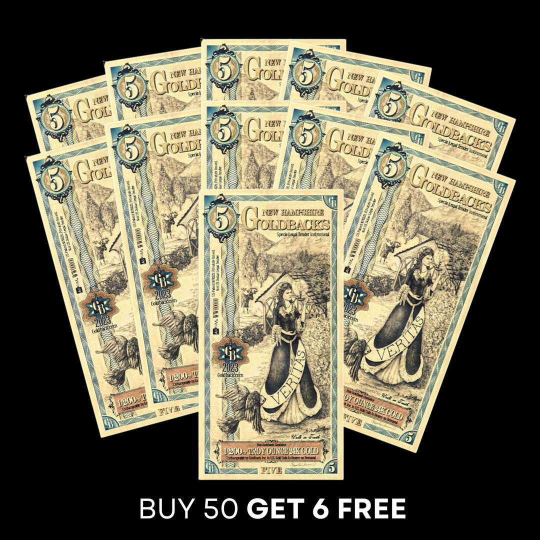 5 New Hampshire Goldback Note- Veritas