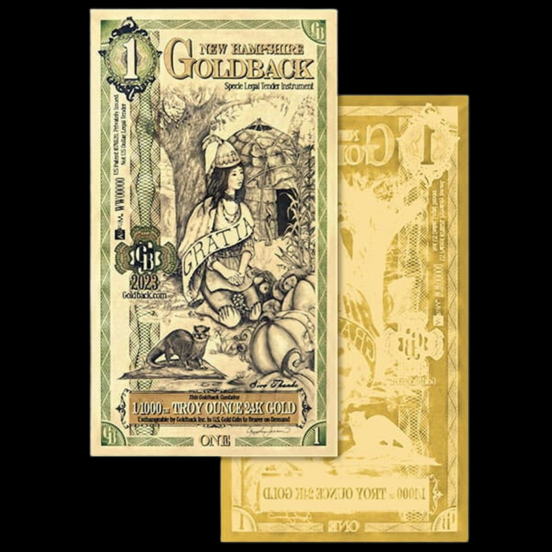 1 New Hampshire Goldback Note - Gratia