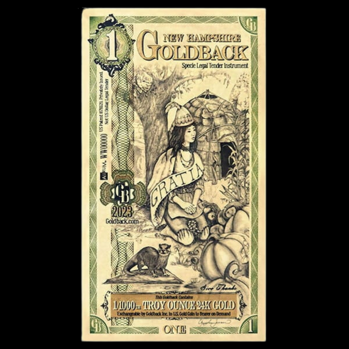 1 New Hampshire Goldback Note - Gratia