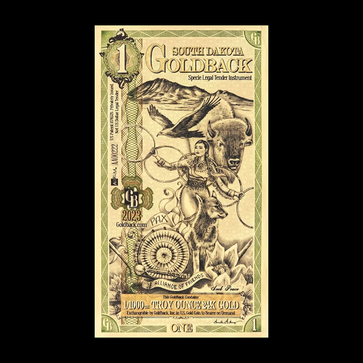 1 South Dakota Goldback Note - Pax
