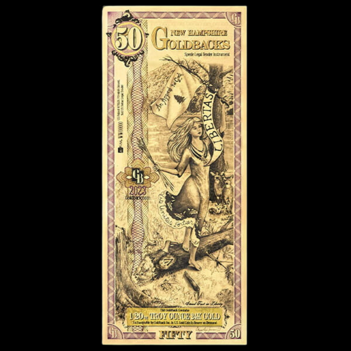 50 New Hampshire Goldback Note - Libertas
