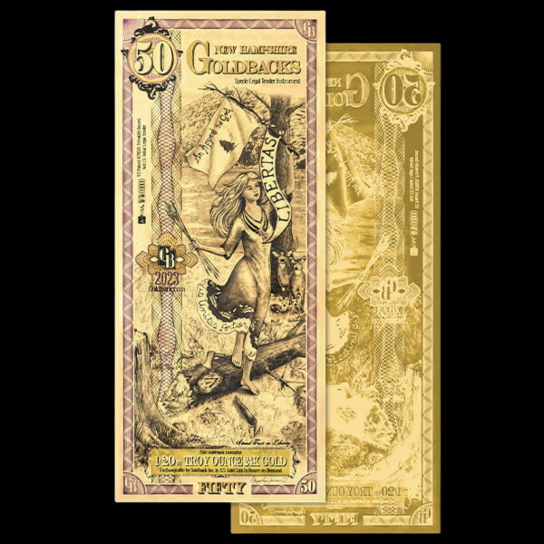50 New Hampshire Goldback Note - Libertas