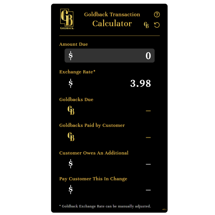 Gold Back Transaction Calculator