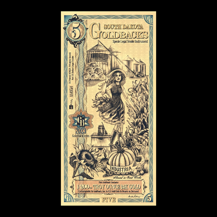 5 South Dakota Goldback Note - Industria