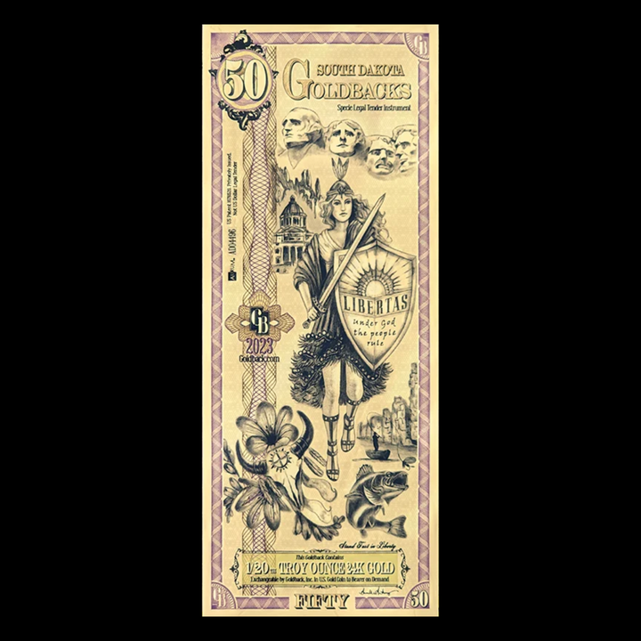 50 South Dakota Goldback Note - Libertas