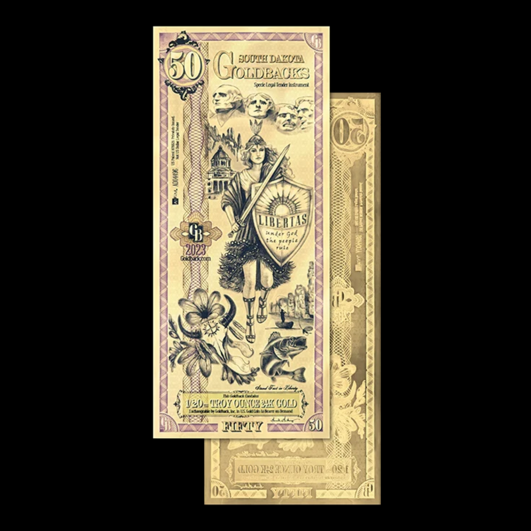 50 South Dakota Goldback Note - Libertas