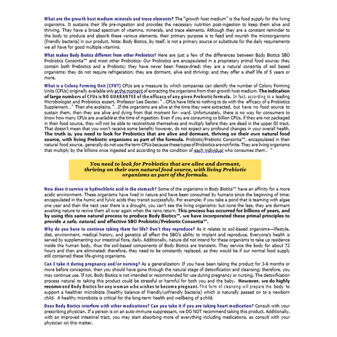 Body Biotics S.B.O Probiotics Consortia