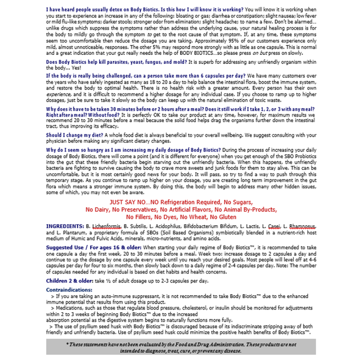 Body Biotics S.B.O Probiotics Consortia