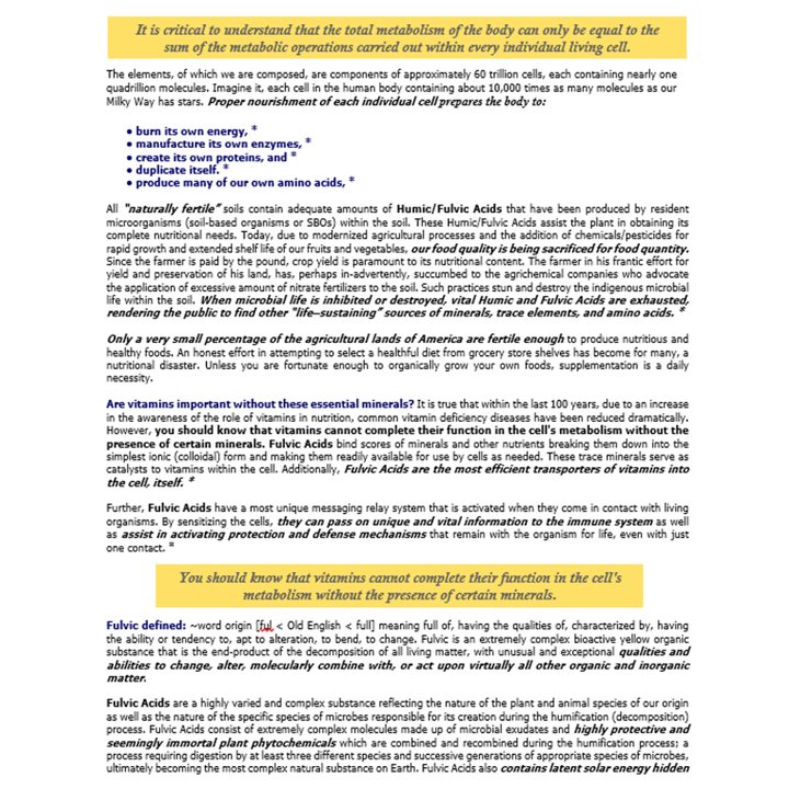 Body Genesis™ – Humic & Fulvic Mineral Complex