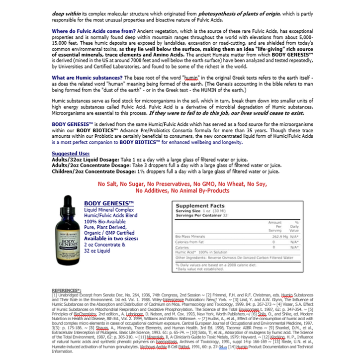 Body Genesis™ – Humic & Fulvic Mineral Complex